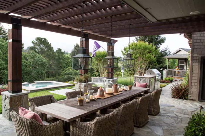 Slate Patio Overhead #coveredpatio #pergola #decorhomeideas