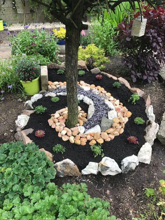 Spiral Herb Around The Tree #rocks #garden #decorhomeideas