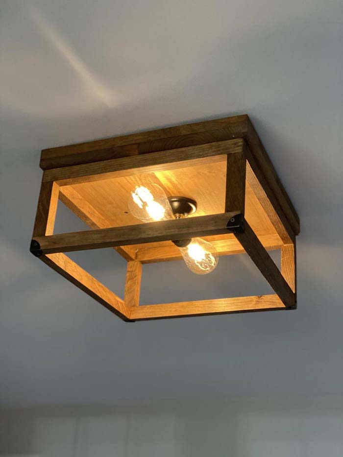 Square Flush Wooden Hanging Light Fixture #farmhouse #lighting #decorhomeideas
