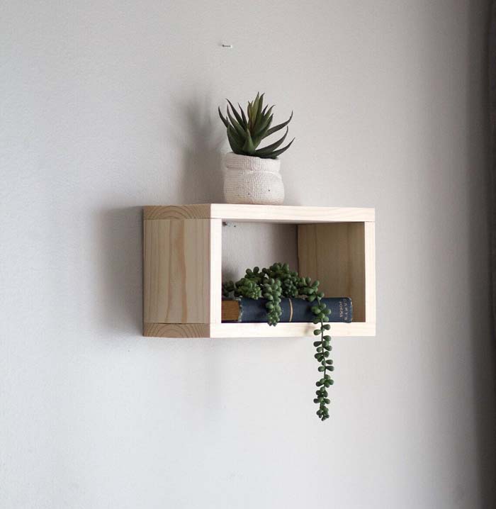 Squared and Simple Natural Wood Floating Box #floatingshelf #organization #decorhomeideas