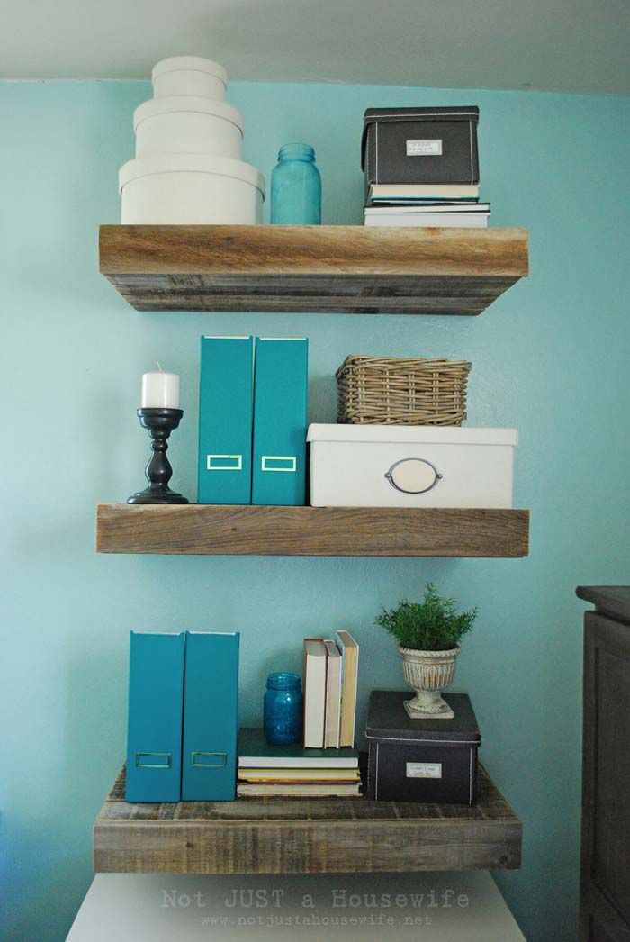 Squared and Straight Rugged Wood Floating Shelves #floatingshelf #organization #decorhomeideas