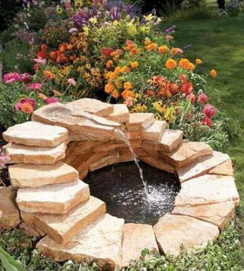 Stacked Stone Fountain #waterfountain #landscaping #decorhomeideas