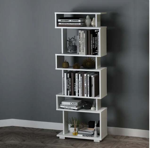 Streamlined Vertical White Rectangular Bookshelf #diybookshelf #decorhomeideas