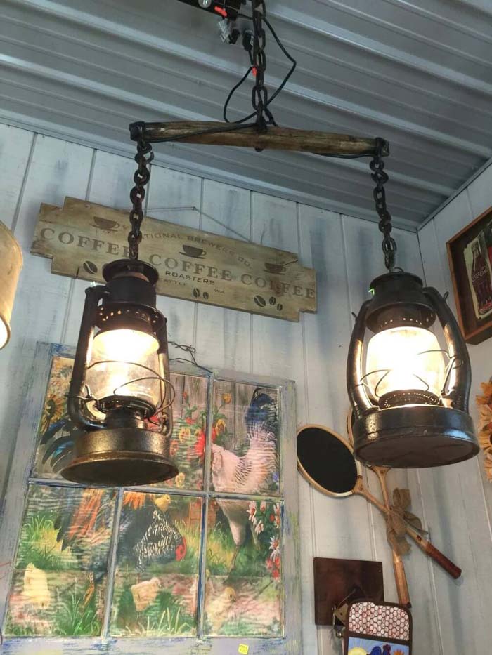 Suspended Track Lighting With Old Fashioned Lamps #farmhouse #lighting #decorhomeideas