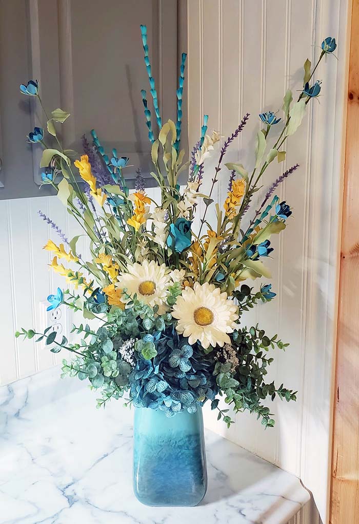 Turquoise Vase Flower Arrangement