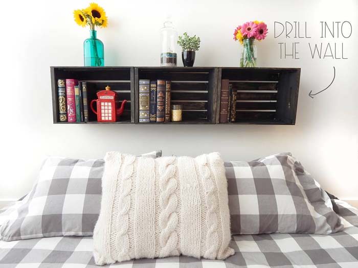 Unique Vintage Floating Crate Shelves #floatingshelf #organization #decorhomeideas