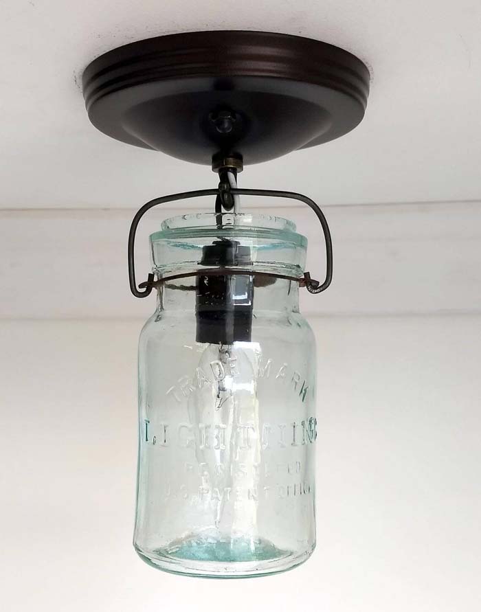 Vintage Mason Jar Ceiling Light #farmhouse #lighting #decorhomeideas