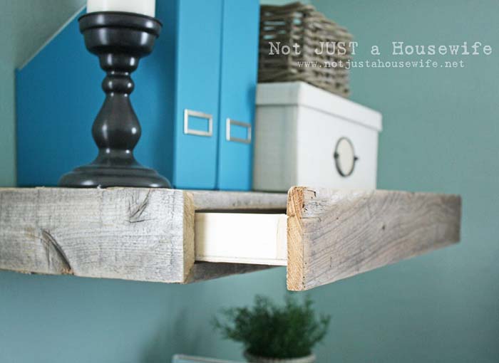 Weathered Wood with Slide Out #floatingshelf #organization #decorhomeideas