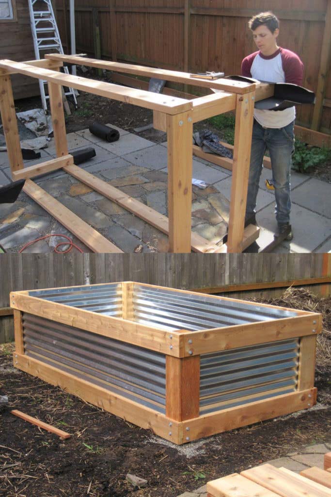 Wood And Metal Raised Garden Bed #decorhomeideas