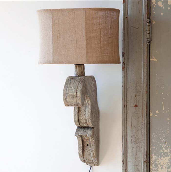 Wooden Scroll Sconce Lamp With Burlap Shade #farmhouse #lighting #decorhomeideas