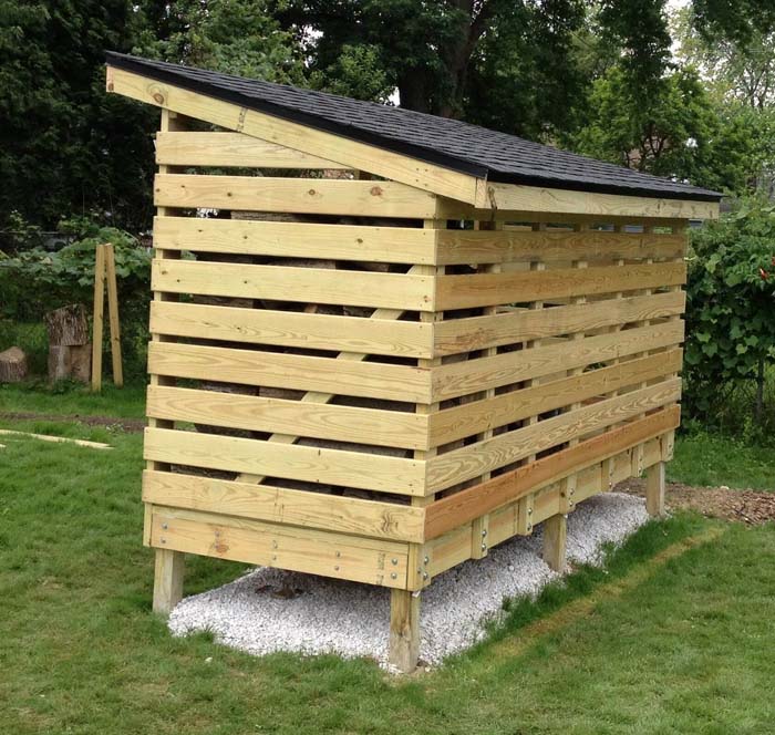 A Firewood Rack Protected from the Rain #decorhomeideas