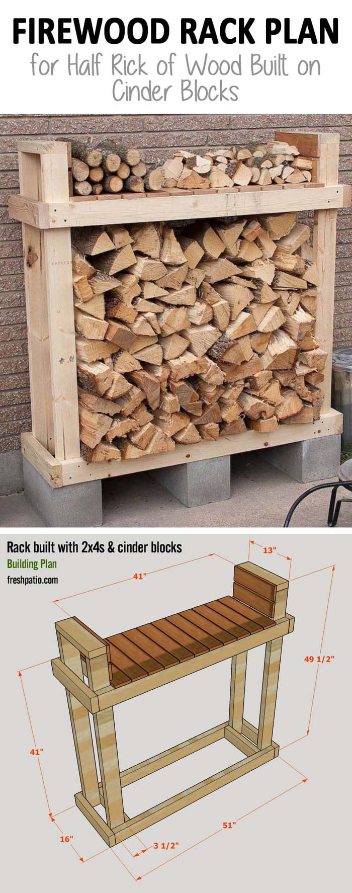 A Firewood Rack with Space for Kindling #decorhomeideas