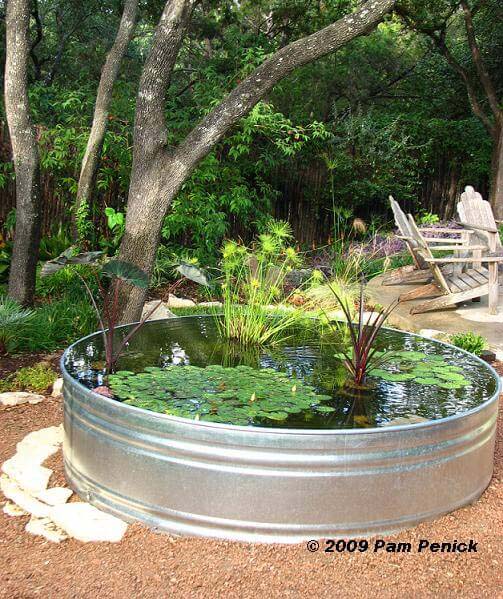 Backyard Pond Made From a Stock Tank #decorhomeideas