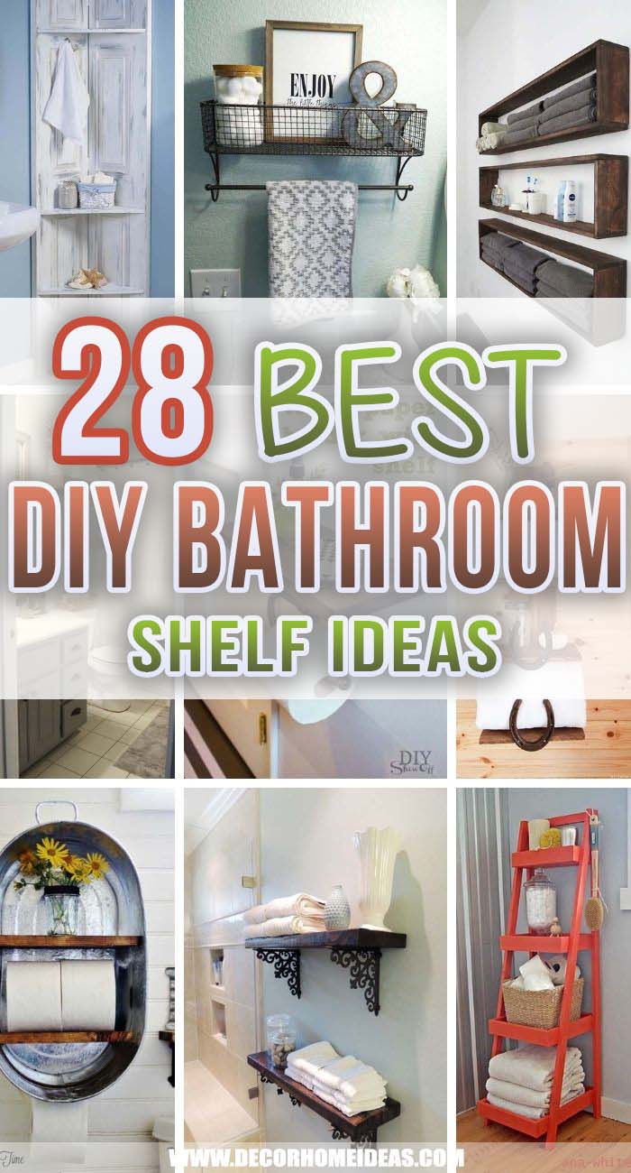 Best DIY Bathroom Shelf Ideas. Keep your bathroom accessories neat and tidy with these fantastic DIY bathroom shelf ideas. Add more storage and organize everything in perfect order. #decorhomeideas