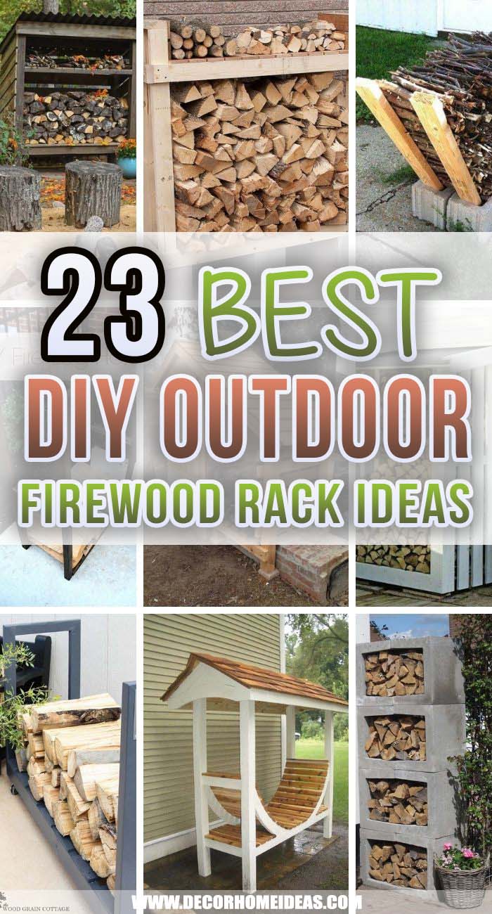 Best DIY Firewood Rack Ideas And Designs. An outdoor firewood rack could be very useful when you need more wood storage outside, so check out these super easy DIY outdoor firewood racks. #decorhomeideas