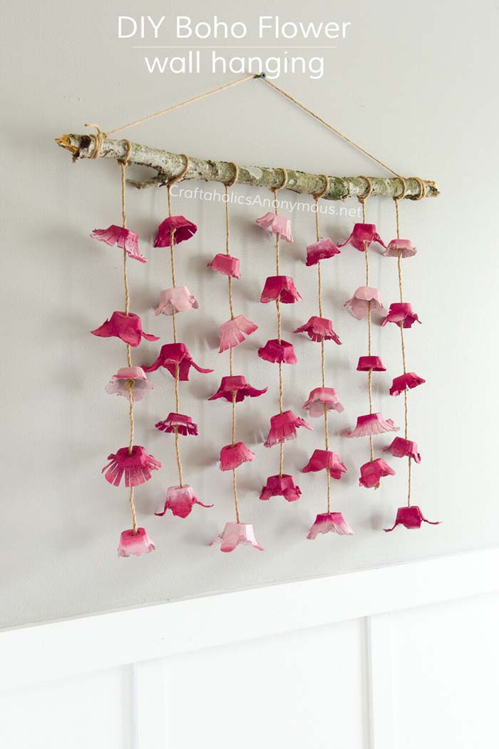 Bohemian Floral and Twig Wall Decor #decorhomeideas