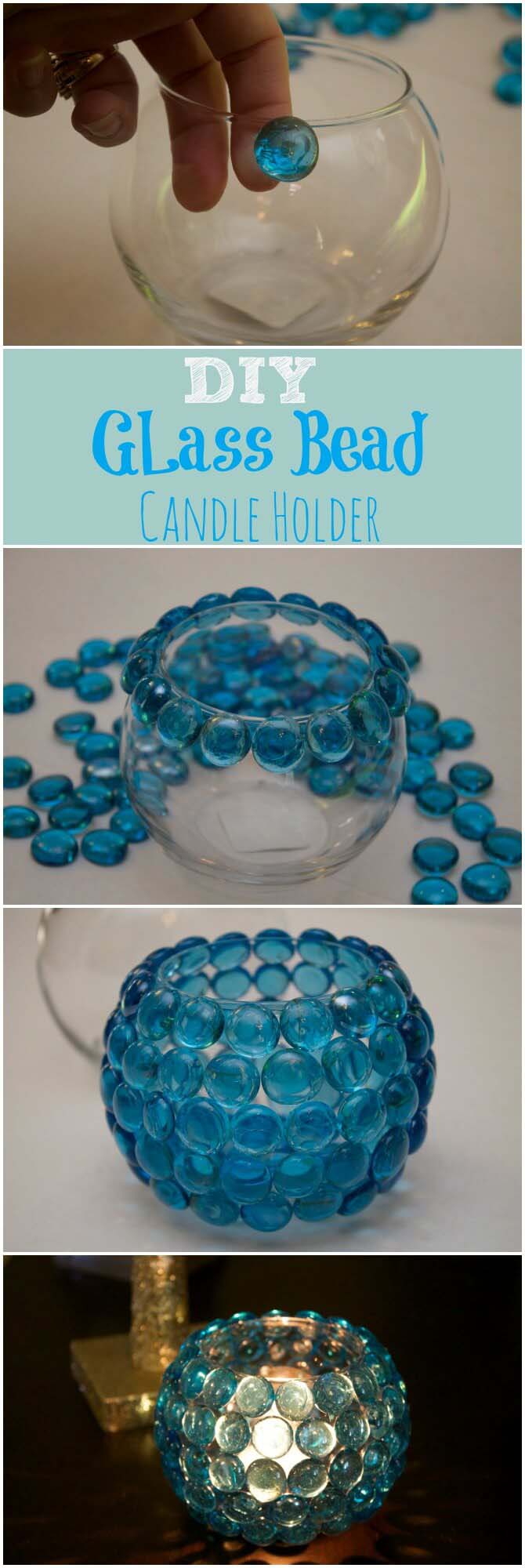 Candle Holder with Pretty Glass Gems #decorhomeideas