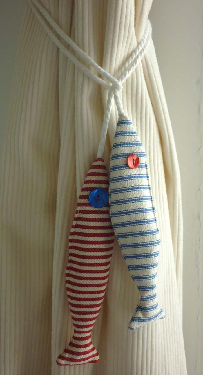 Cute Striped Fish Curtain Hold Backs #decorhomeideas