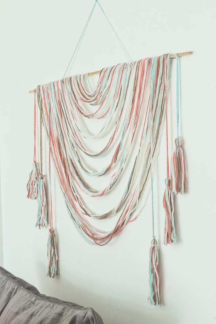 Draped Colorful String Wall Decor #decorhomeideas