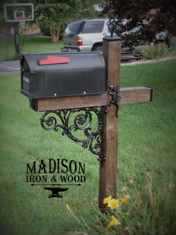 Mailbox with Unique Ironwork Accents #decorhomeideas