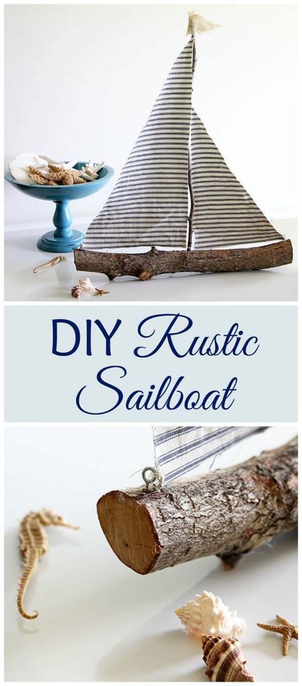 Make a Sailboat with Wood and Fabric #decorhomeideas