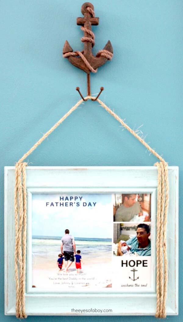 Nautical Rope Painted Wood Picture Frame #decorhomeideas