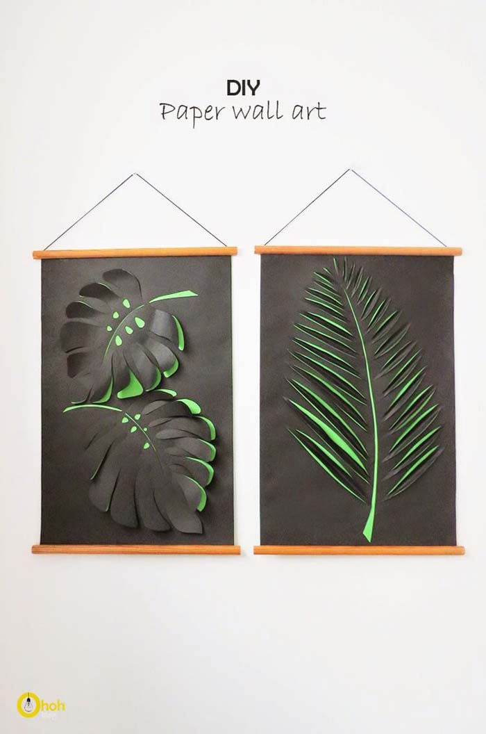 Paper Art Leaf Wall Hangings #decorhomeideas