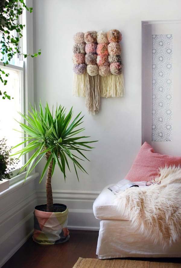 Puff Ball and Tassel Fuzzy Wall Hanging #decorhomeideas