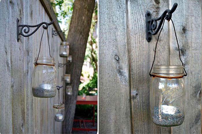 Rustic Mason Jar Garden Lanterns #decorhomeideas