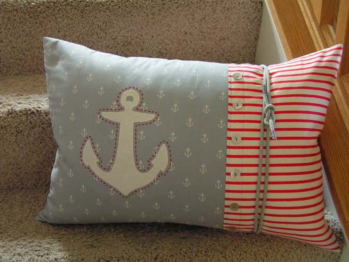 Sailing Theme Colorful Anchor Pillow #decorhomeideas