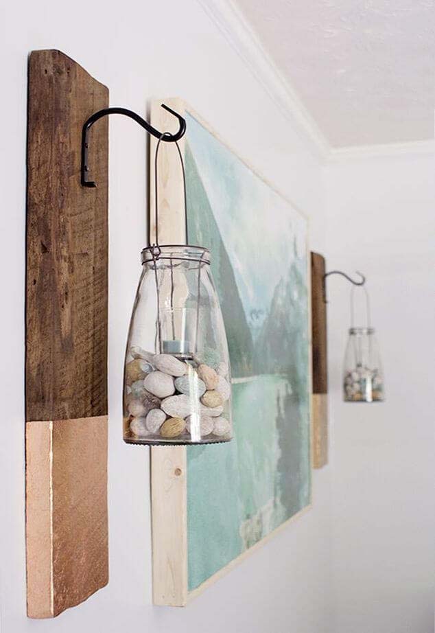 Seashell and Glass Bottle Hanging Decor #decorhomeideas