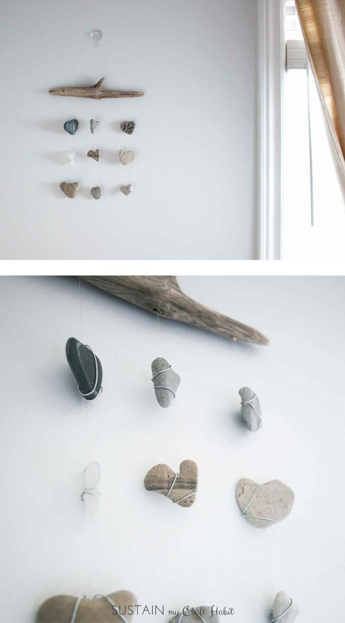 Simple and Mini Rock Wall Hanging #decorhomeideas