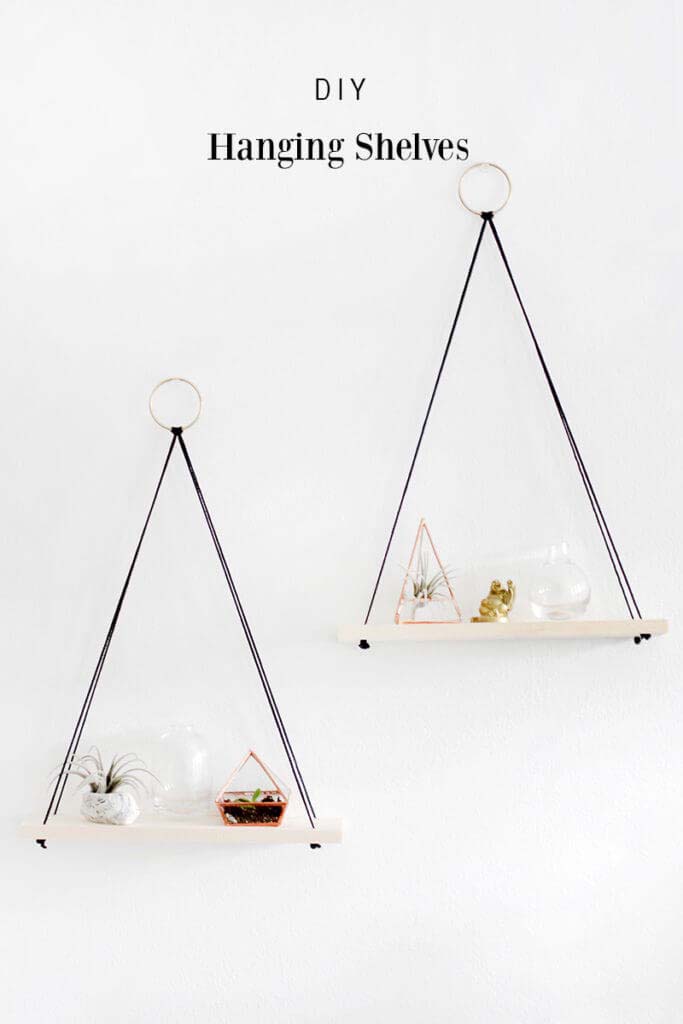 Simple Hanging Shelves with Triangle Shapes #decorhomeideas