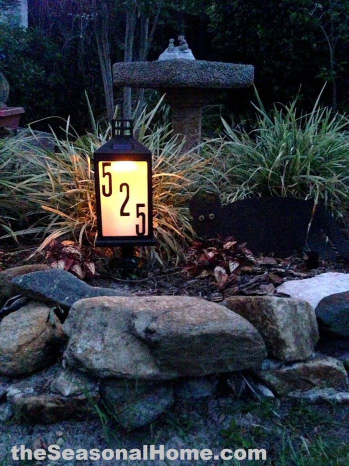 Solar-Powered Lantern Glowing Address Sign #decorhomeideas