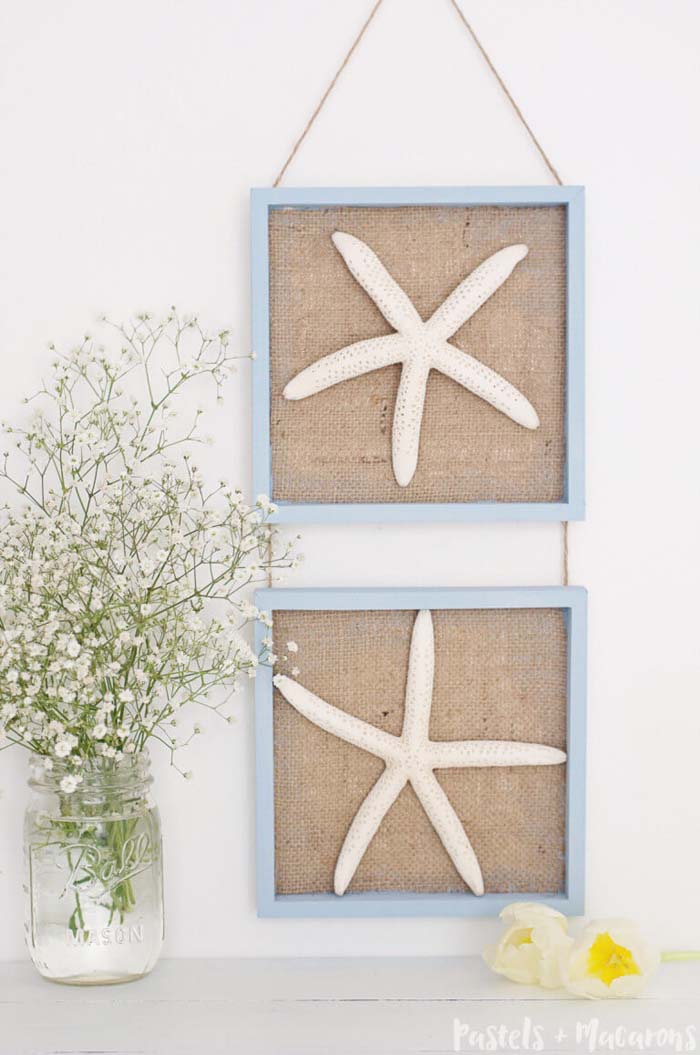 Starfish Shadow Boxes with Burlap #decorhomeideas