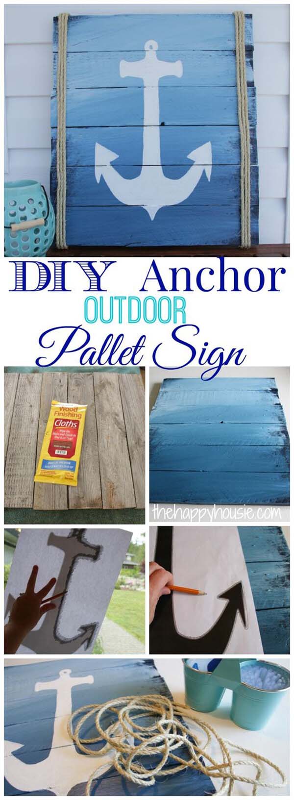 Stencil an Anchor on a Pallet Sign #decorhomeideas