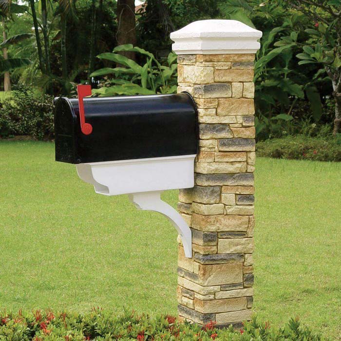 Stone Pillar with Newspaper Box #decorhomeideas