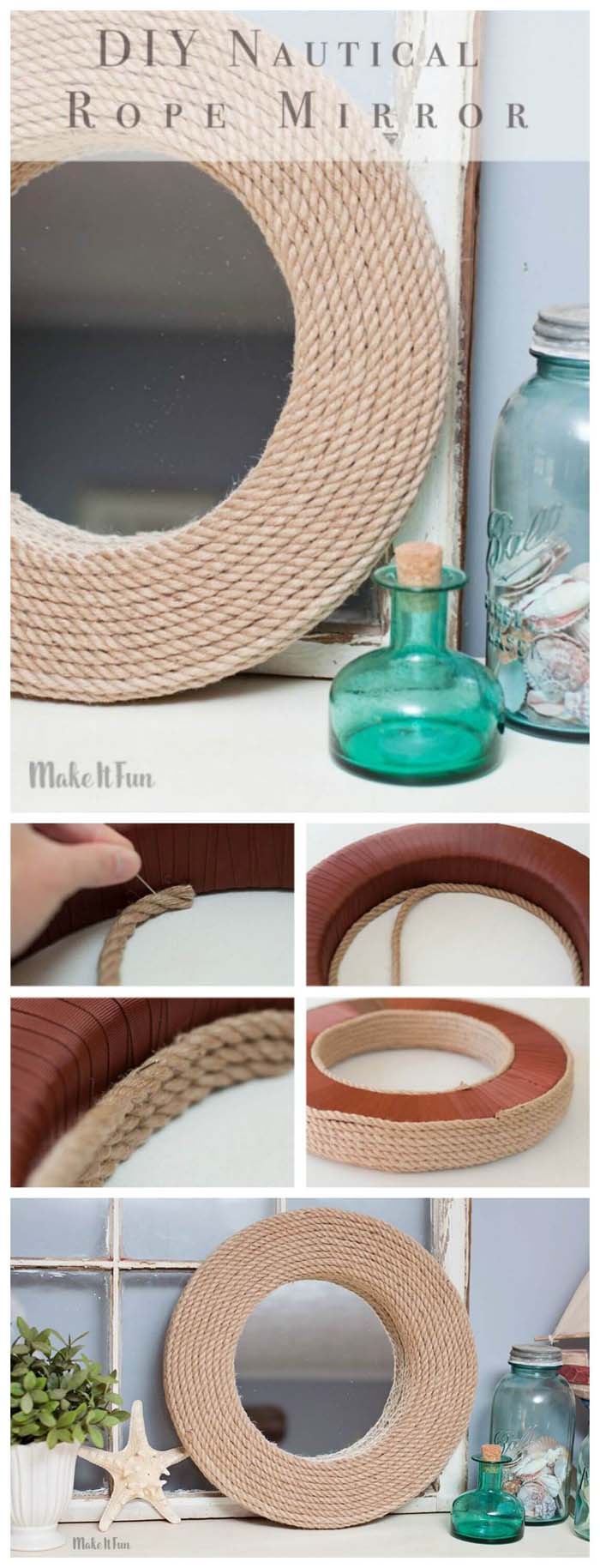 Upcycle an Old Mirror with Rope #decorhomeideas