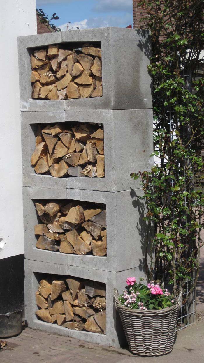 Vertically Stacked Storage Space and Firewood Rack #decorhomeideas