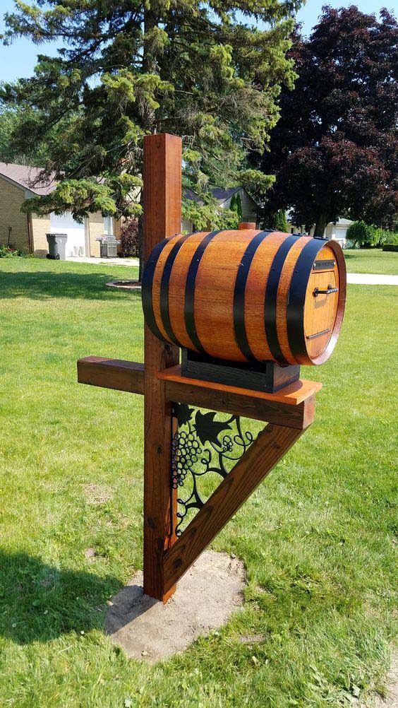 Whiskey Barrel Mailbox #decorhomeideas