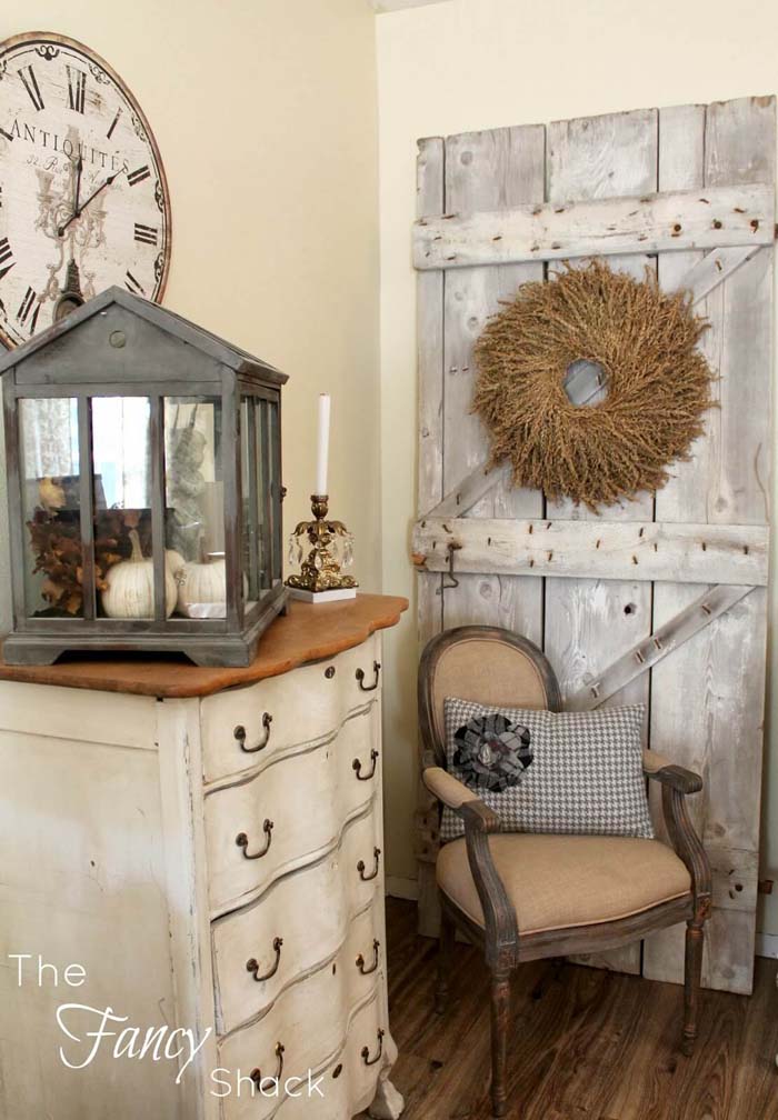 A Birdhouse Assemblage and Barnwood Door #decorhomeideas