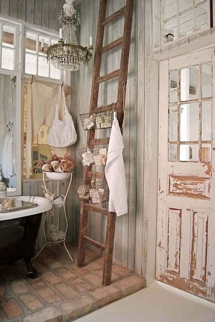 Bathroom Ladder Toiletry Organizing Baskets #decorhomeideas