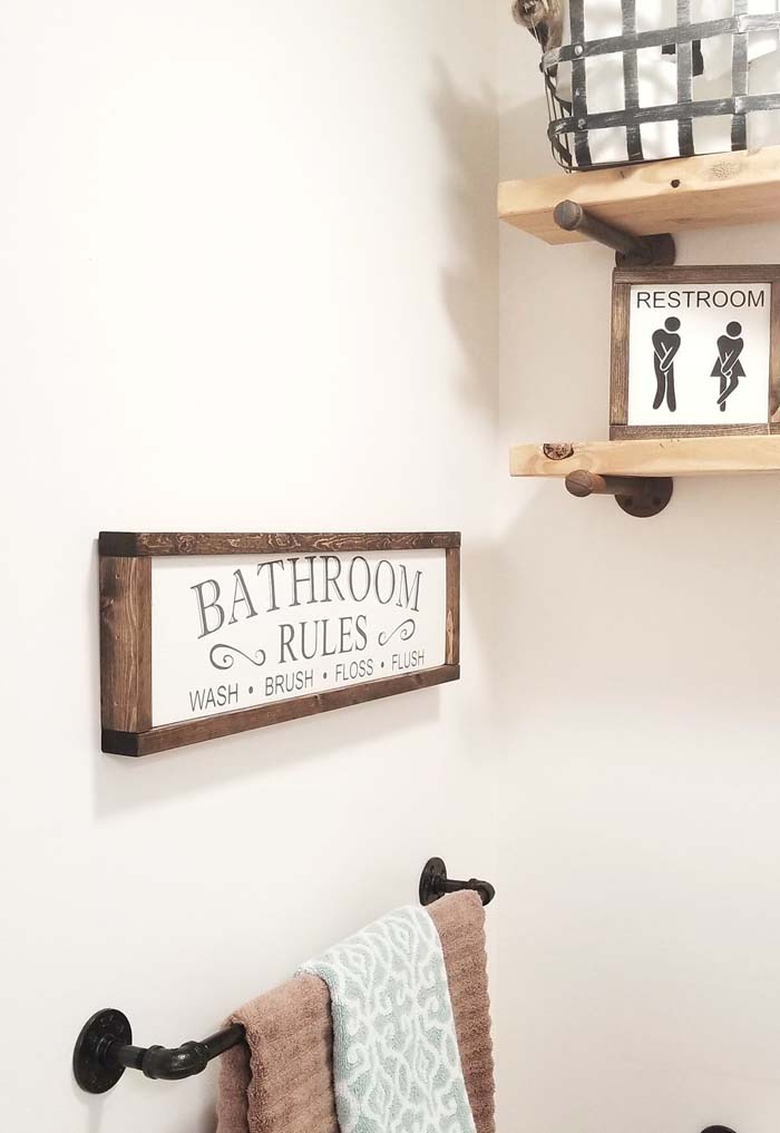 Bathroom Rules Farmhouse Wall Sign #decorhomeideas