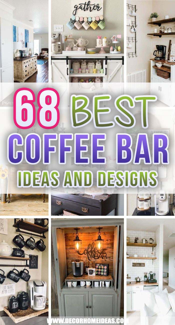 Best Coffee Bar Ideas. Are you in love with morning coffee? Make your favorite cup of coffee in a unique coffee bar at home! These coffee bar ideas will inspire you to make your own in no time. #decorhomeideas