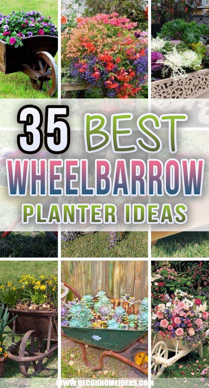 Best Wheelbarrow Planter Ideas. Spruce up your garden with these wheelbarrow planter ideas. They will add accent and visual interest just by planting some beautiful flowers in them. #decorhomeideas