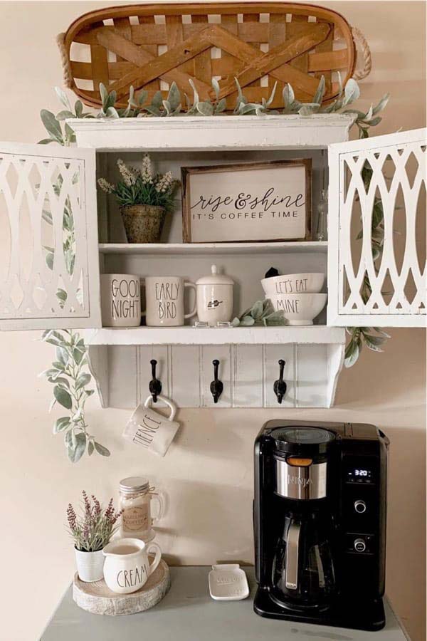 Cabinet Coffee Station Example #decorhomeideas