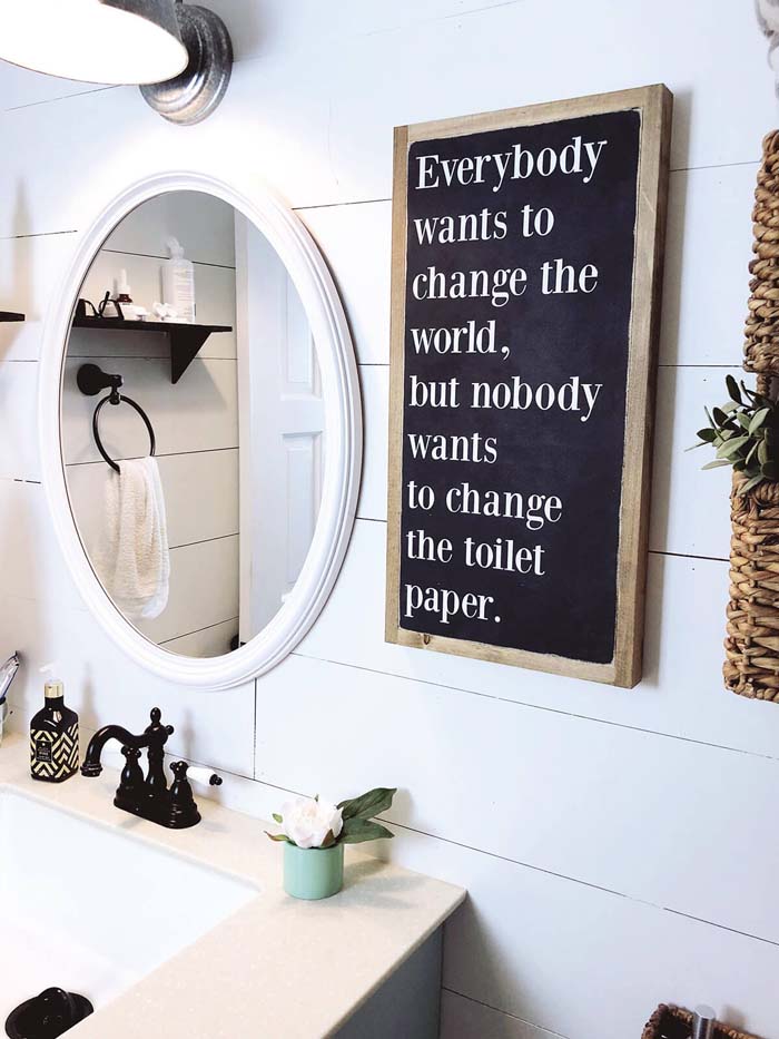 Change The Toilet Paper Restroom Sign #decorhomeideas