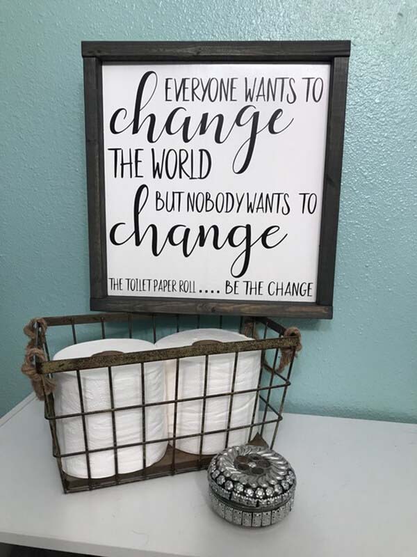 Change The World Funny Bathroom Art #decorhomeideas