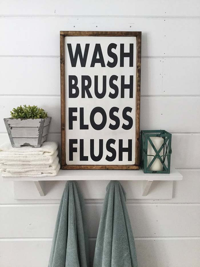 Classic Wash Brush Floss Flush Wall Sign #decorhomeideas