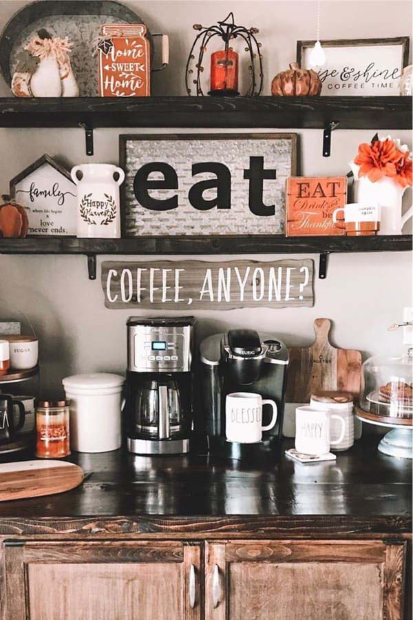 Coffee Bar With Fall Decor #decorhomeideas